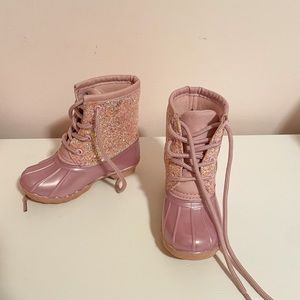Pink Glitter Duck Boots